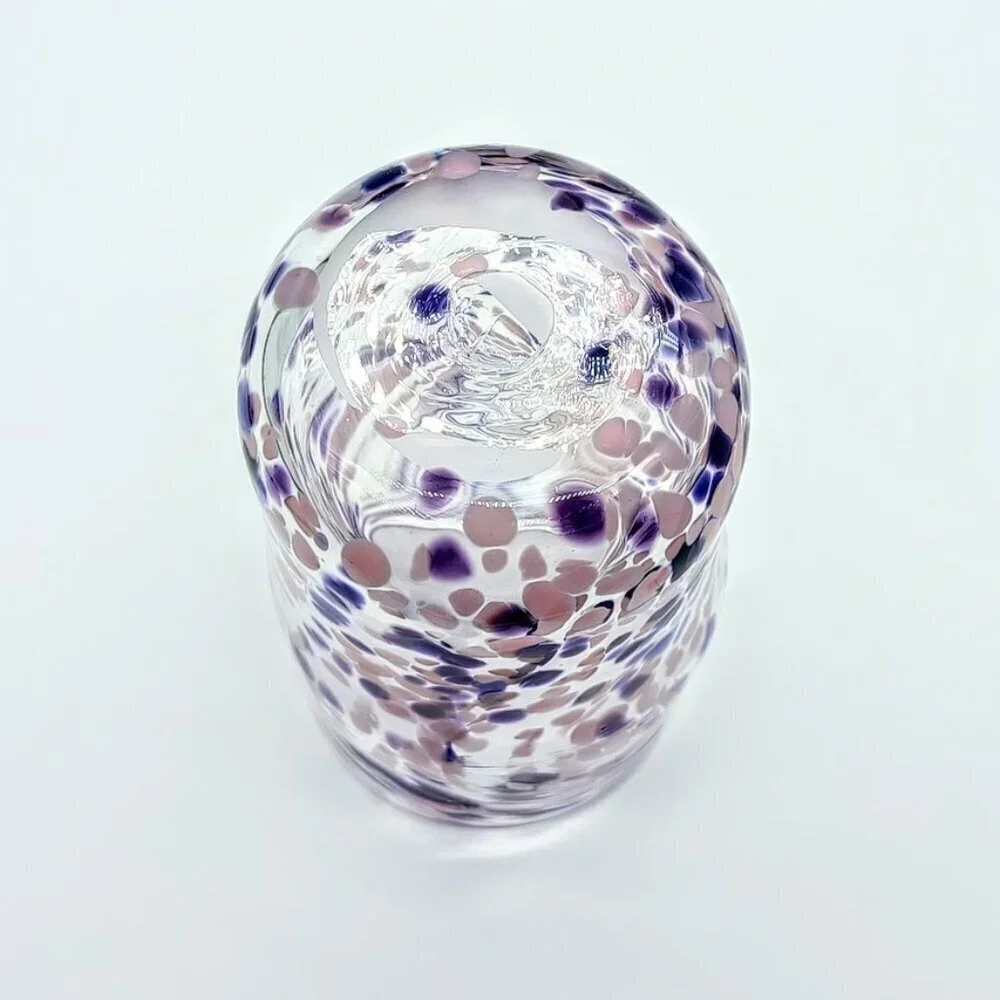 Handblown Pink Purple Confetti Glass Vase